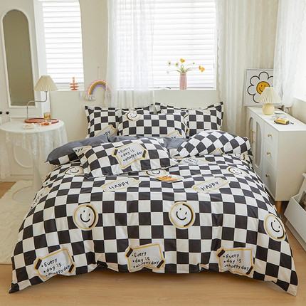 91家纺网 家纺一手货源 找家纺 钰伶 2025新款全棉13372印花纯棉床单床笠款四件套 笑脸