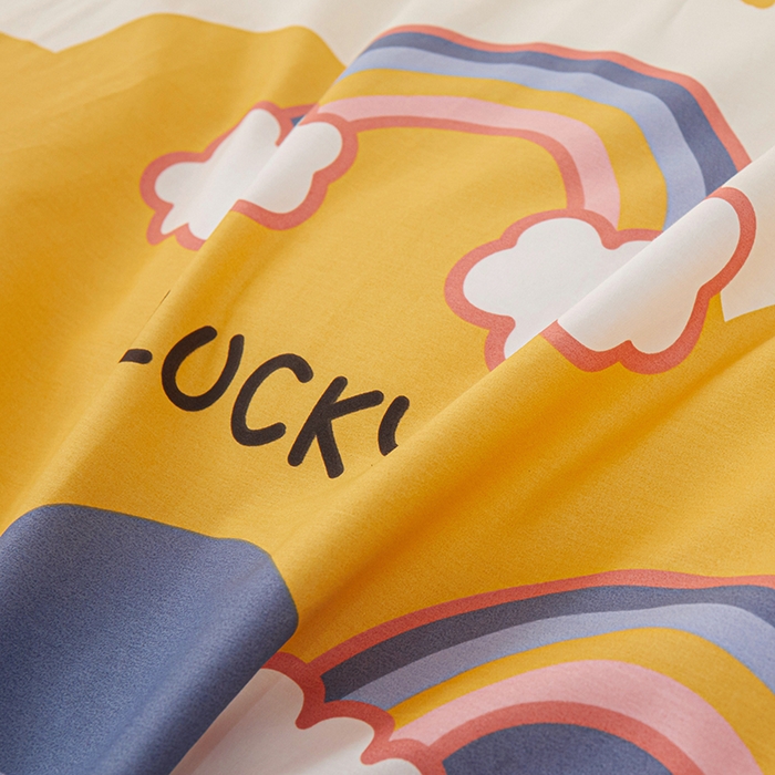 91家纺网 家纺一手货源 找家纺 钰伶 2025新款全棉13372印花纯棉床单床笠款四件套 幸运彩虹