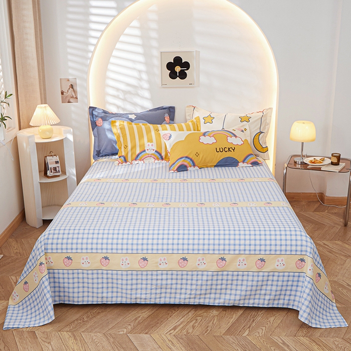 91家纺网 家纺一手货源 找家纺 钰伶 2025新款全棉13372印花纯棉床单床笠款四件套 幸运彩虹