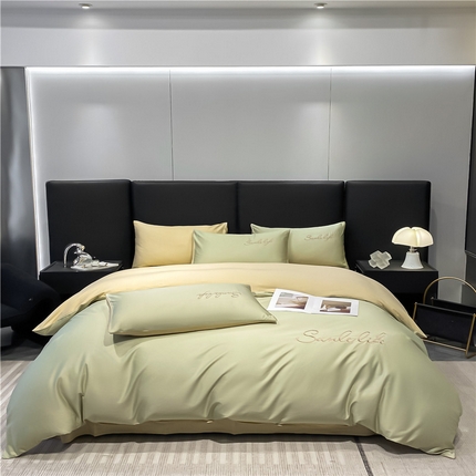 古吉梦 2023新款S洛卡棉双拼四件套 S标-木果色+浅香槟