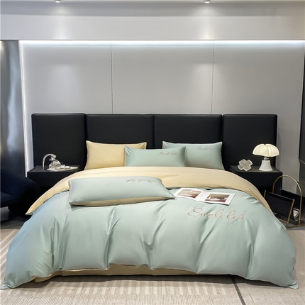 古吉梦 2023新款S洛卡棉双拼四件套 S标-梵星蓝+浅香槟