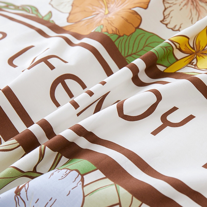 91家纺网 家纺一手货源 找家纺 钰伶 2025新款全棉13372印花纯棉床单床笠款四件套 热带雨林