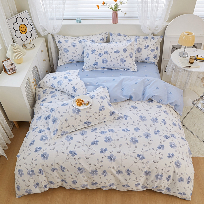 91家纺网 家纺一手货源 找家纺 钰伶 2025新款全棉13372印花纯棉床单床笠款四件套 罗兰花韵