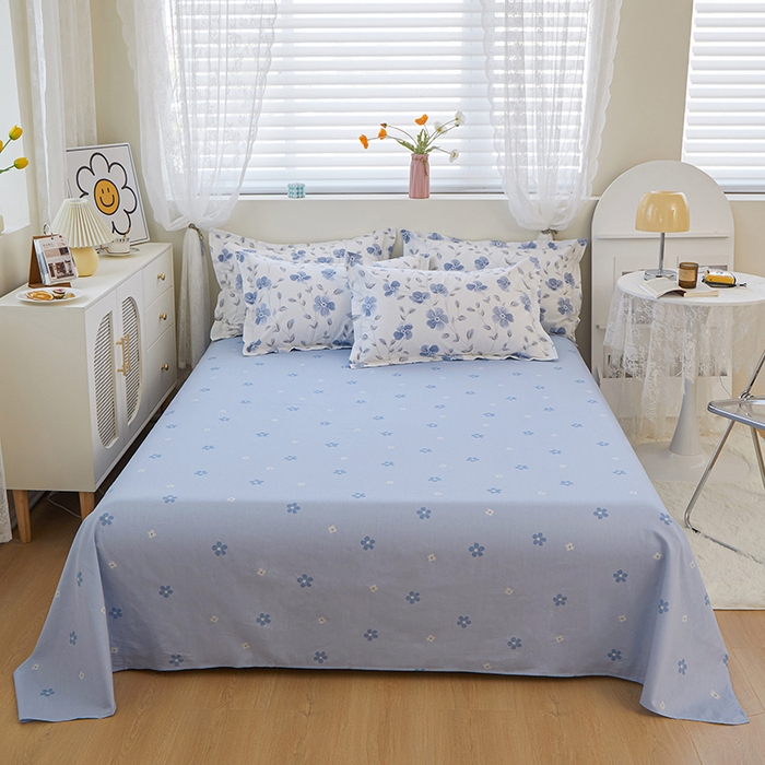 91家纺网 家纺一手货源 找家纺 钰伶 2025新款全棉13372印花纯棉床单床笠款四件套 罗兰花韵