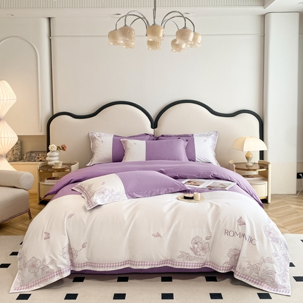 91家纺网 家纺一手货源 找家纺 （总）苹果星家纺 2023双面100纯棉刺绣天丝棉四件套全棉礼盒包装