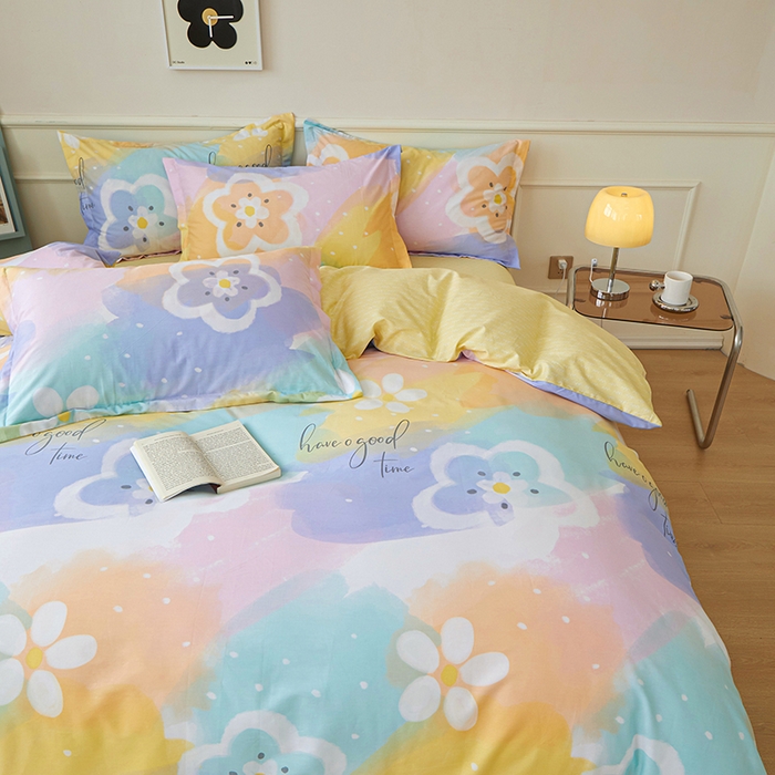 91家纺网 家纺一手货源 找家纺 钰伶 2025新款全棉13372印花纯棉床单床笠款四件套 美好时光