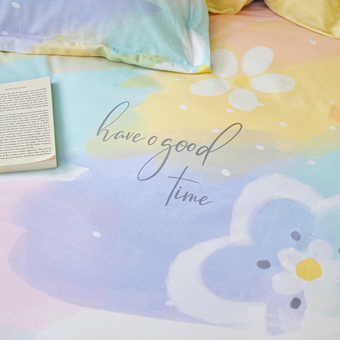 91家纺网 家纺一手货源 找家纺 钰伶 2025新款全棉13372印花纯棉床单床笠款四件套 美好时光