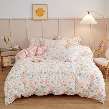 钰伶 2025新款全棉13372印花纯棉床单床笠款四件套 恋花