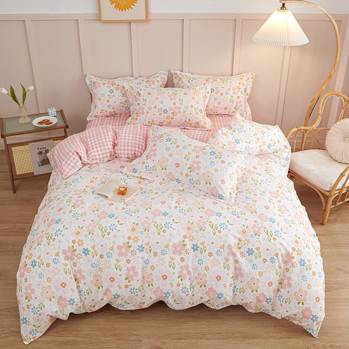 91家纺网 家纺一手货源 找家纺 钰伶 2025新款全棉13372印花纯棉床单床笠款四件套 恋花