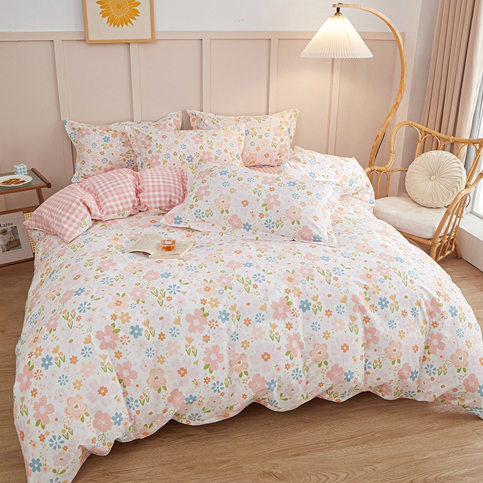 91家纺网 家纺一手货源 找家纺 钰伶 2025新款全棉13372印花纯棉床单床笠款四件套 恋花