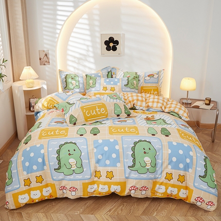 钰伶 2025新款全棉13372印花纯棉床单床笠款四件套 萌宠国度