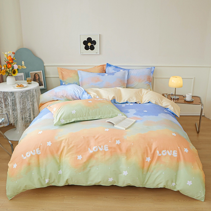 91家纺网 家纺一手货源 找家纺 钰伶 2025新款全棉13372印花纯棉床单床笠款四件套 彩色梦想