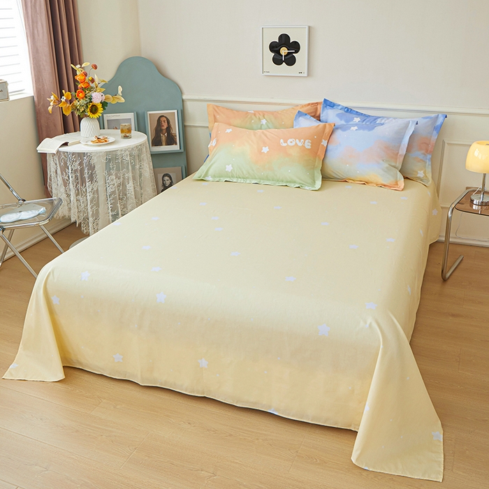 91家纺网 家纺一手货源 找家纺 钰伶 2025新款全棉13372印花纯棉床单床笠款四件套 彩色梦想