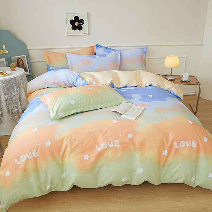 91家纺网 家纺一手货源 找家纺 钰伶 2025新款全棉13372印花纯棉床单床笠款四件套 彩色梦想