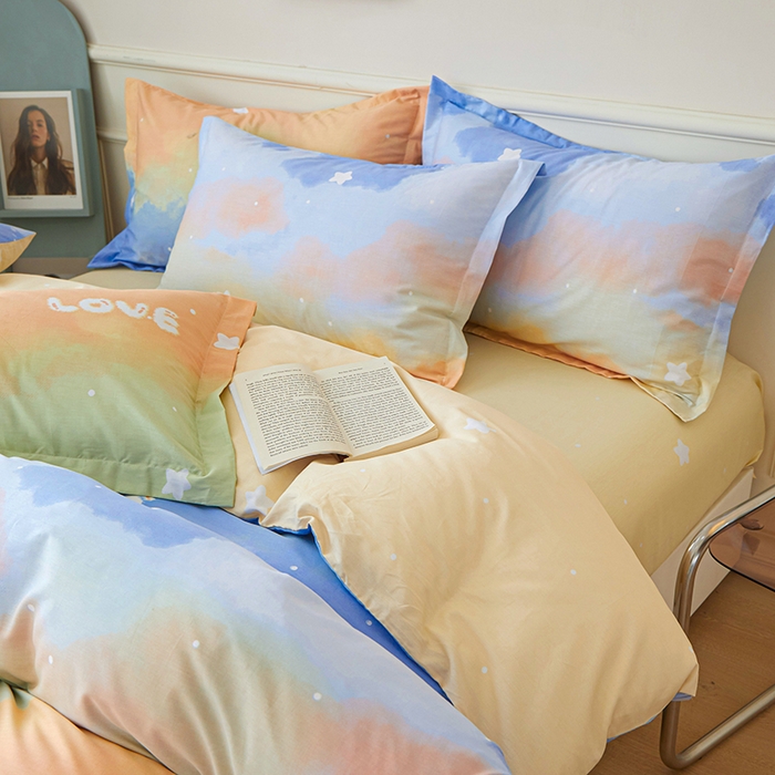 91家纺网 家纺一手货源 找家纺 钰伶 2025新款全棉13372印花纯棉床单床笠款四件套 彩色梦想