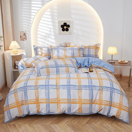 91家纺网 家纺一手货源 找家纺 钰伶 2025新款全棉13372印花纯棉床单床笠款四件套 巴罗格