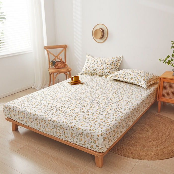 91家纺网 家纺一手货源 找家纺 梦舒羽 2025新款水洗棉麻防尘抗菌床笠全包床罩 小碎花