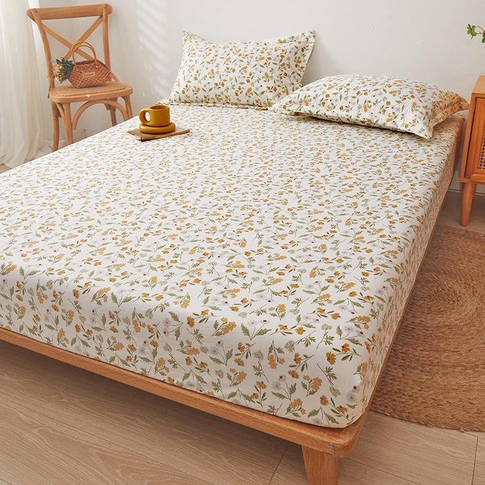 91家纺网 家纺一手货源 找家纺 梦舒羽 2025新款水洗棉麻防尘抗菌床笠全包床罩 小碎花