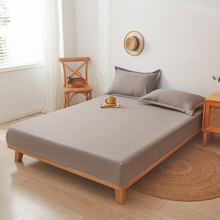 91家纺网 家纺一手货源 找家纺 梦舒羽 2025新款水洗棉麻防尘抗菌床笠全包床罩 月灰