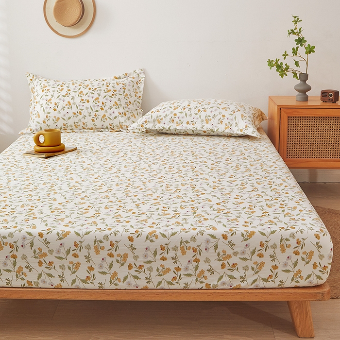 91家纺网 家纺一手货源 找家纺 梦舒羽 2025新款水洗棉麻防尘抗菌床笠全包床罩 小碎花