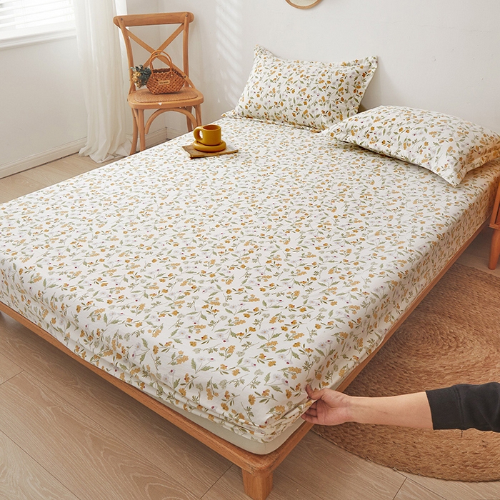 91家纺网 家纺一手货源 找家纺 梦舒羽 2025新款水洗棉麻防尘抗菌床笠全包床罩 小碎花