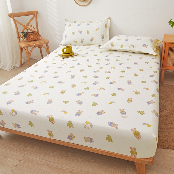 91家纺网 家纺一手货源 找家纺 梦舒羽 2025新款水洗棉麻防尘抗菌床笠全包床罩 童话乐园