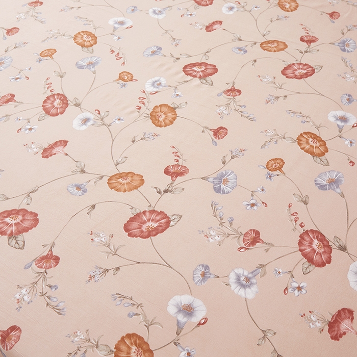 91家纺网 家纺一手货源 找家纺 梦舒羽 2025新款水洗棉麻防尘抗菌床笠全包床罩 牵牛花