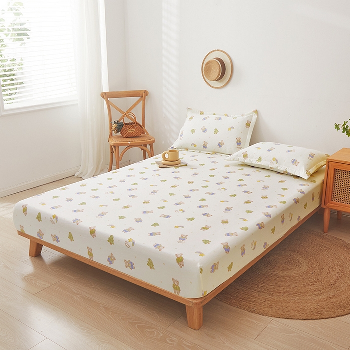 91家纺网 家纺一手货源 找家纺 梦舒羽 2025新款水洗棉麻防尘抗菌床笠全包床罩 童话乐园