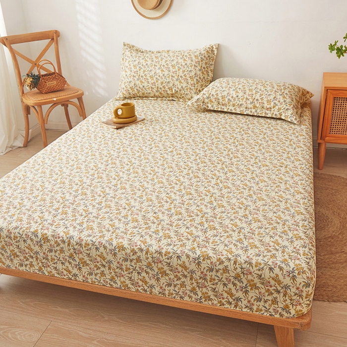 91家纺网 家纺一手货源 找家纺 梦舒羽 2025新款水洗棉麻防尘抗菌床笠全包床罩 繁花