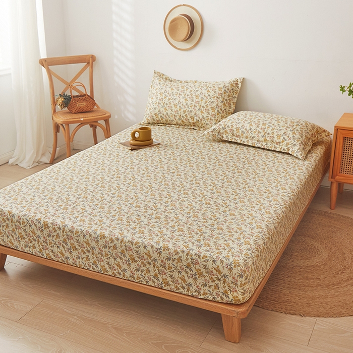 91家纺网 家纺一手货源 找家纺 梦舒羽 2025新款水洗棉麻防尘抗菌床笠全包床罩 繁花