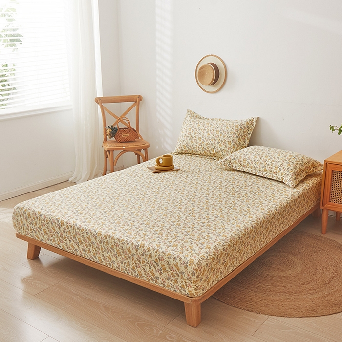 91家纺网 家纺一手货源 找家纺 梦舒羽 2025新款水洗棉麻防尘抗菌床笠全包床罩 繁花