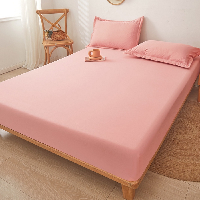 91家纺网 家纺一手货源 找家纺 梦舒羽 2025新款水洗棉麻防尘抗菌床笠全包床罩 胭脂粉