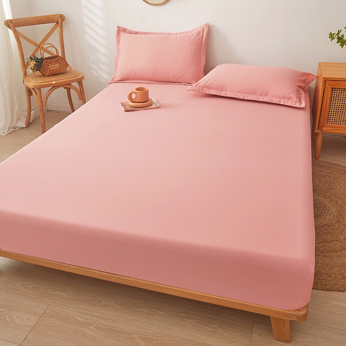 91家纺网 家纺一手货源 找家纺 梦舒羽 2025新款水洗棉麻防尘抗菌床笠全包床罩 胭脂粉