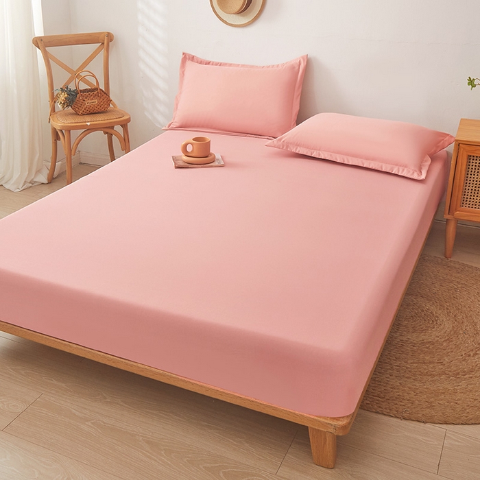 91家纺网 家纺一手货源 找家纺 梦舒羽 2025新款水洗棉麻防尘抗菌床笠全包床罩 胭脂粉