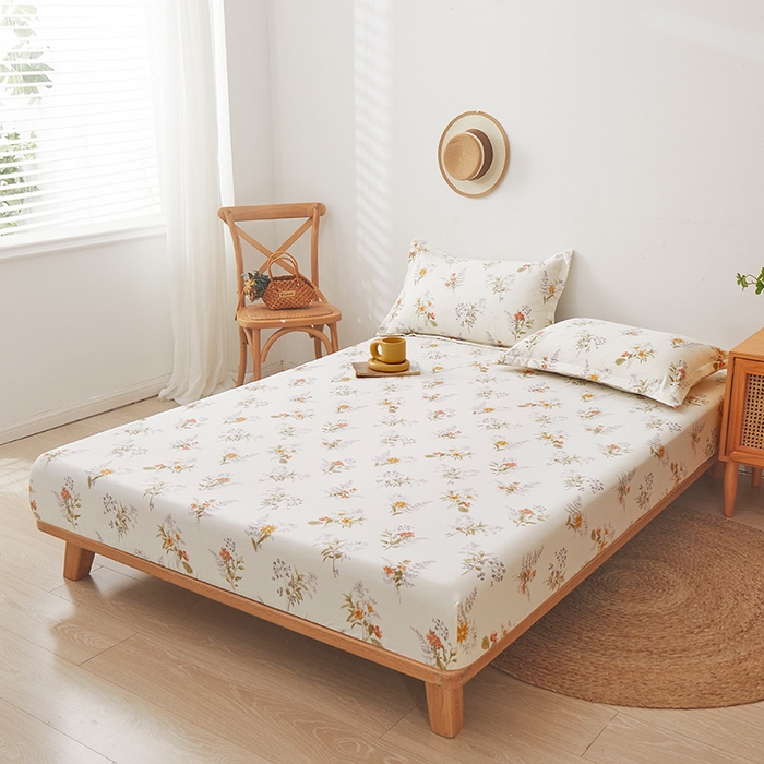 91家纺网 家纺一手货源 找家纺 梦舒羽 2025新款水洗棉麻防尘抗菌床笠全包床罩 花海