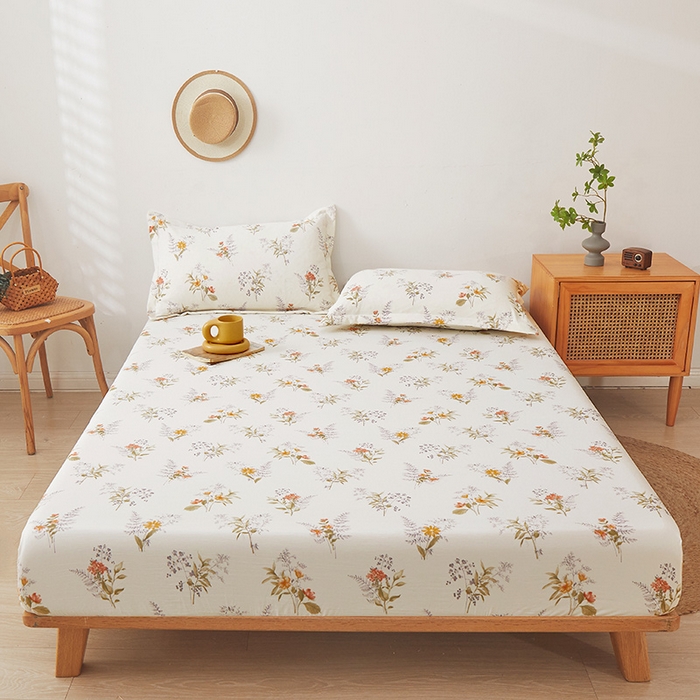 91家纺网 家纺一手货源 找家纺 梦舒羽 2025新款水洗棉麻防尘抗菌床笠全包床罩 花海