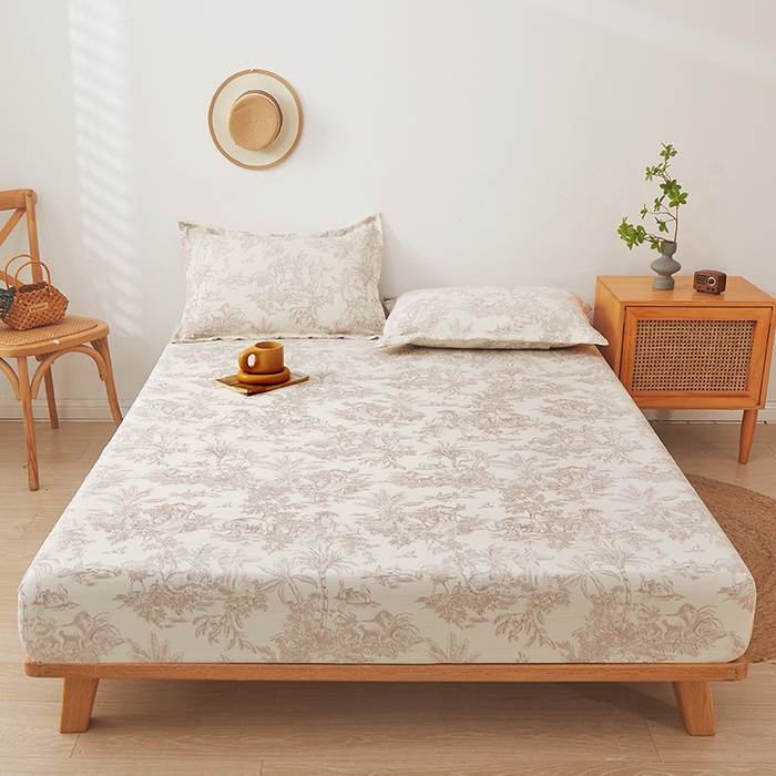 91家纺网 家纺一手货源 找家纺 梦舒羽 2025新款水洗棉麻防尘抗菌床笠全包床罩 逐风