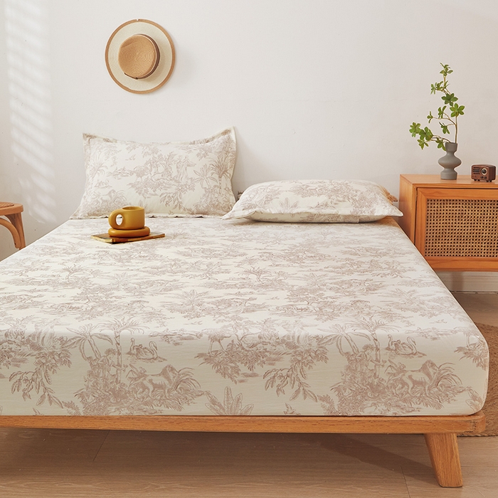 91家纺网 家纺一手货源 找家纺 梦舒羽 2025新款水洗棉麻防尘抗菌床笠全包床罩 逐风