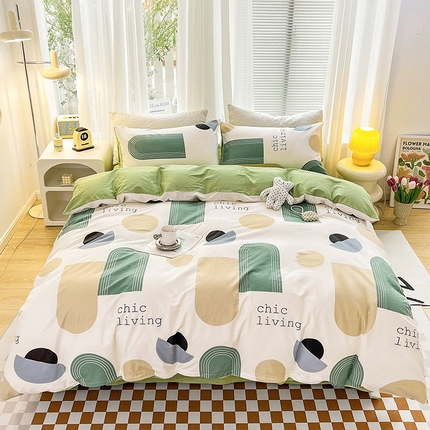 乐童家纺 2024新款13372全棉爆款四件套 卡农绿