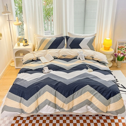 乐童家纺 2024新款13372全棉爆款四件套 小波浪