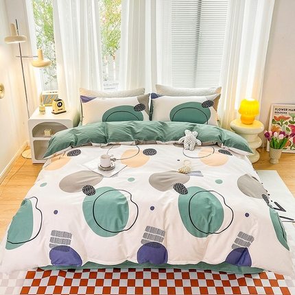 91家纺网 家纺一手货源 找家纺 乐童家纺 2024新款13372全棉爆款四件套 圆舞留光