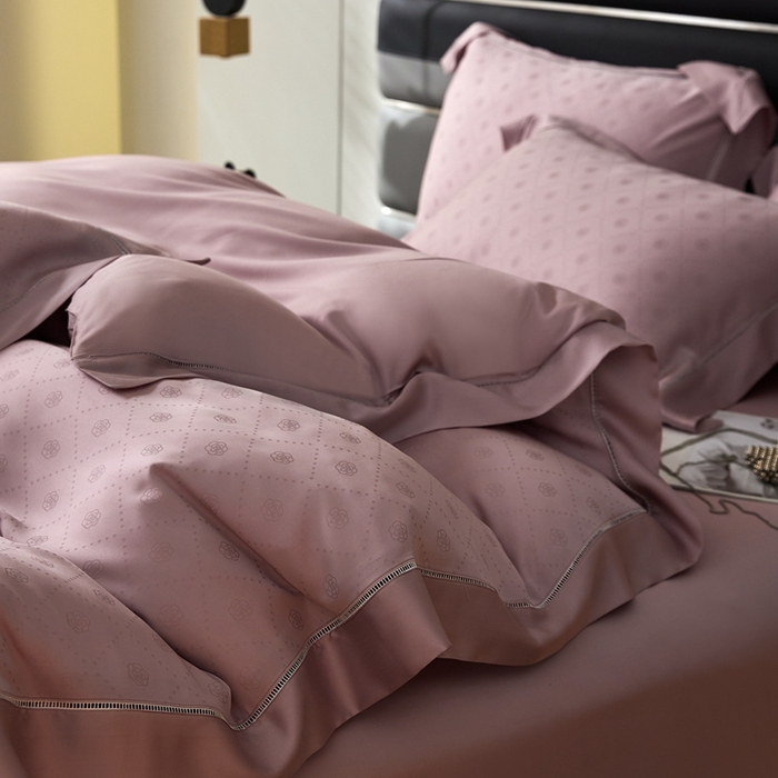 91家纺网 家纺一手货源 找家纺 安莱生活2023年新品60天丝提花镂空工艺款四件套 001花妍