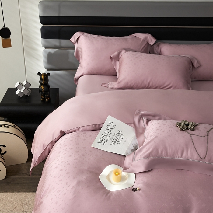 91家纺网 家纺一手货源 找家纺 安莱生活2023年新品60天丝提花镂空工艺款四件套 001花妍