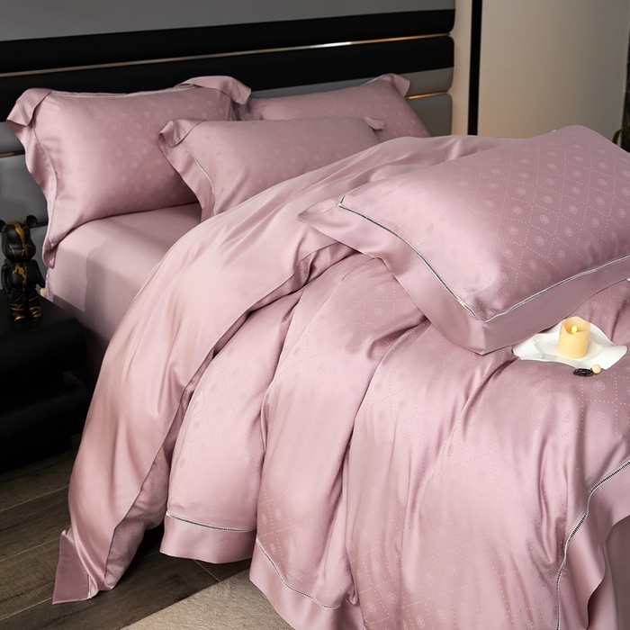 91家纺网 家纺一手货源 找家纺 安莱生活2023年新品60天丝提花镂空工艺款四件套 001花妍