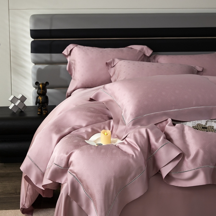 91家纺网 家纺一手货源 找家纺 安莱生活2023年新品60天丝提花镂空工艺款四件套 001花妍