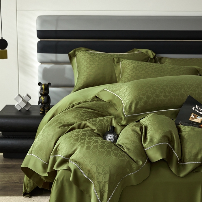 91家纺网 家纺一手货源 找家纺 安莱生活2023年新品60天丝提花镂空工艺款四件套 002叠影