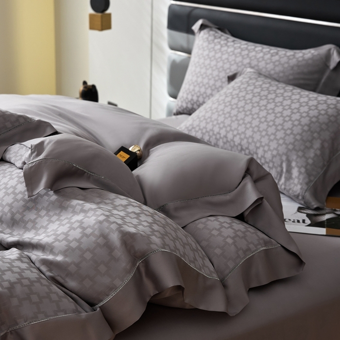 91家纺网 家纺一手货源 找家纺 安莱生活2023年新品60天丝提花镂空工艺款四件套 004格朗