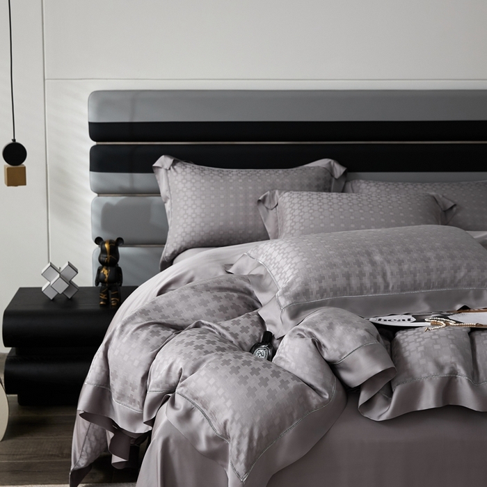 91家纺网 家纺一手货源 找家纺 安莱生活2023年新品60天丝提花镂空工艺款四件套 004格朗