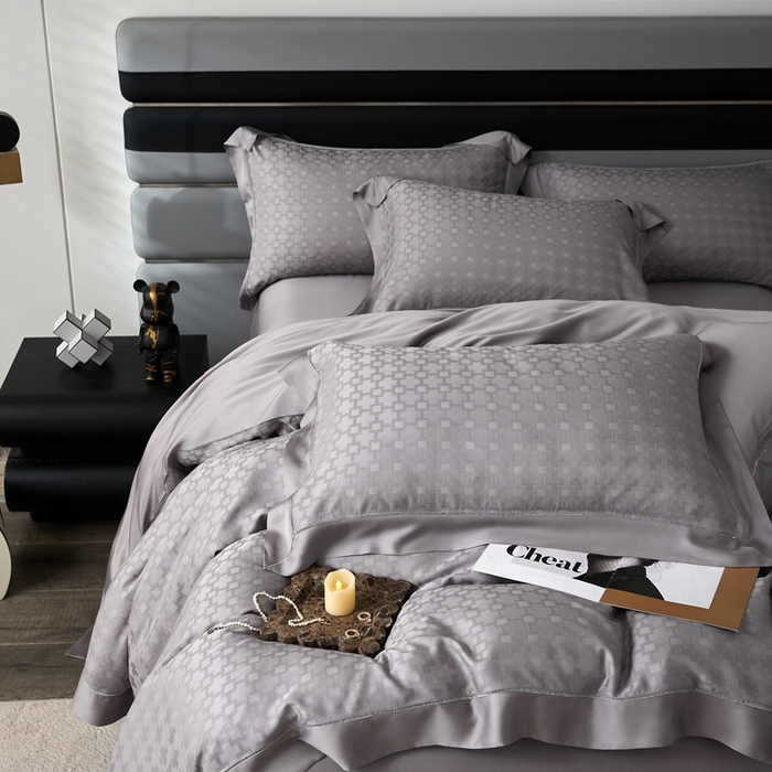 91家纺网 家纺一手货源 找家纺 安莱生活2023年新品60天丝提花镂空工艺款四件套 004格朗