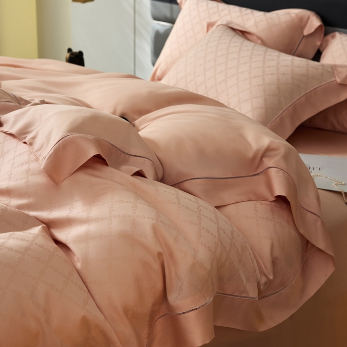 91家纺网 家纺一手货源 找家纺 安莱生活2023年新品60天丝提花镂空工艺款四件套 005幽静